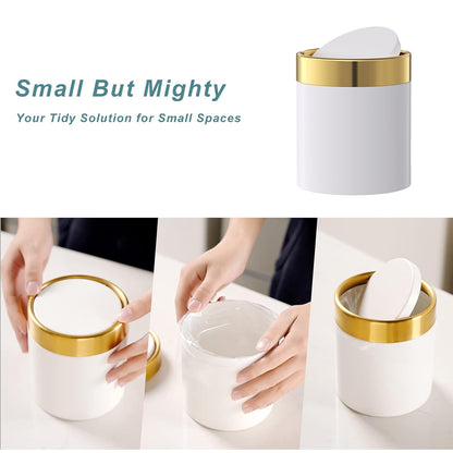 Mini Round Desktop Trash Bin Multifunctional Household Storage Organizer Bin