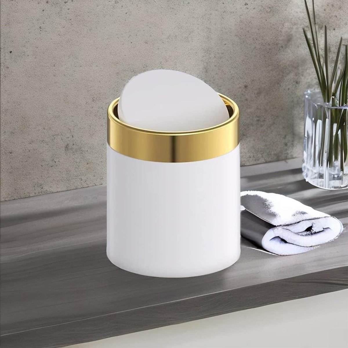 Mini Round Desktop Trash Bin Multifunctional Household Storage Organizer Bin