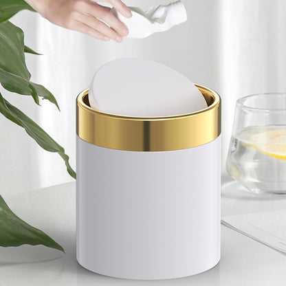Mini Round Desktop Trash Bin Multifunctional Household Storage Organizer Bin