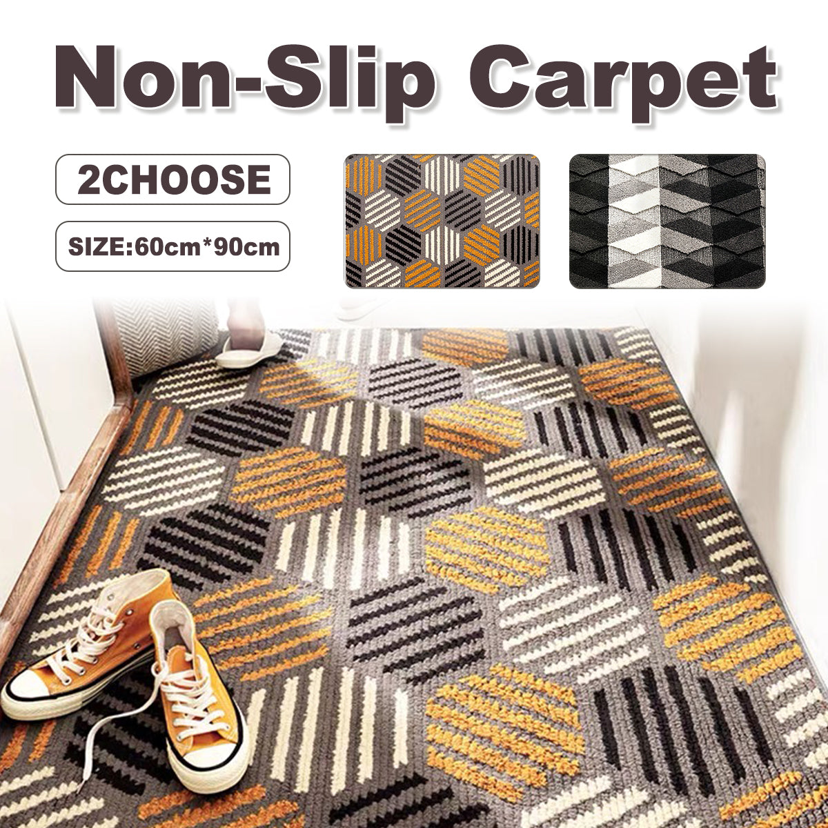 Non-Slip Entryway Carpet with Anti-Slip TPR Backing