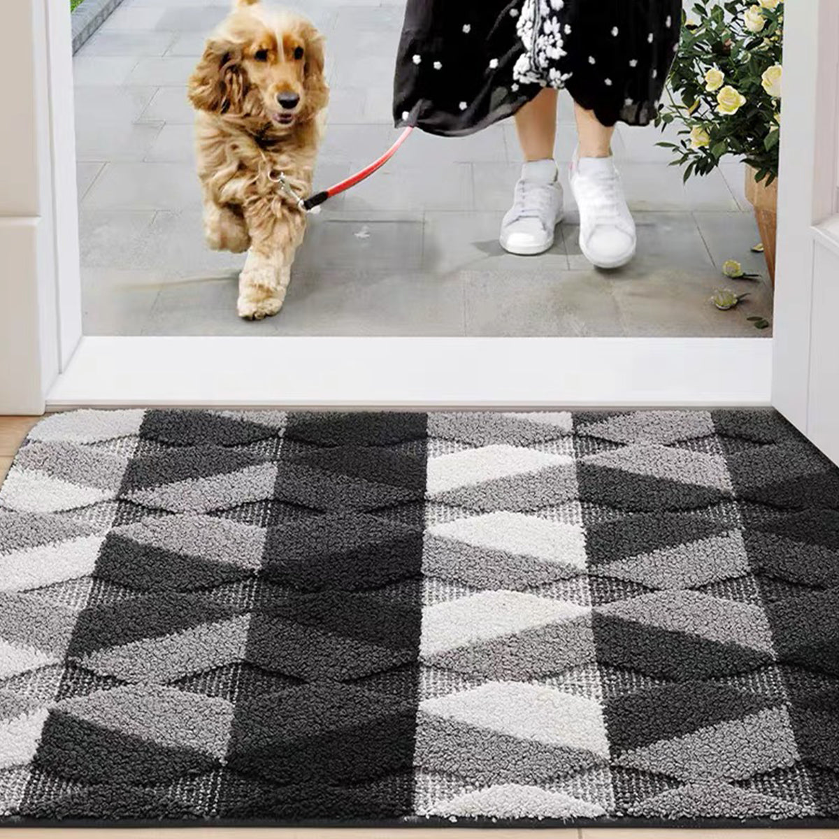 Non-Slip Entryway Carpet with Anti-Slip TPR Backing