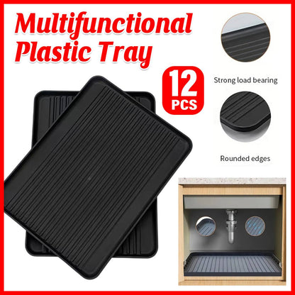 12 Pcs Rectangular PP Plastic Serving Tray Set Black