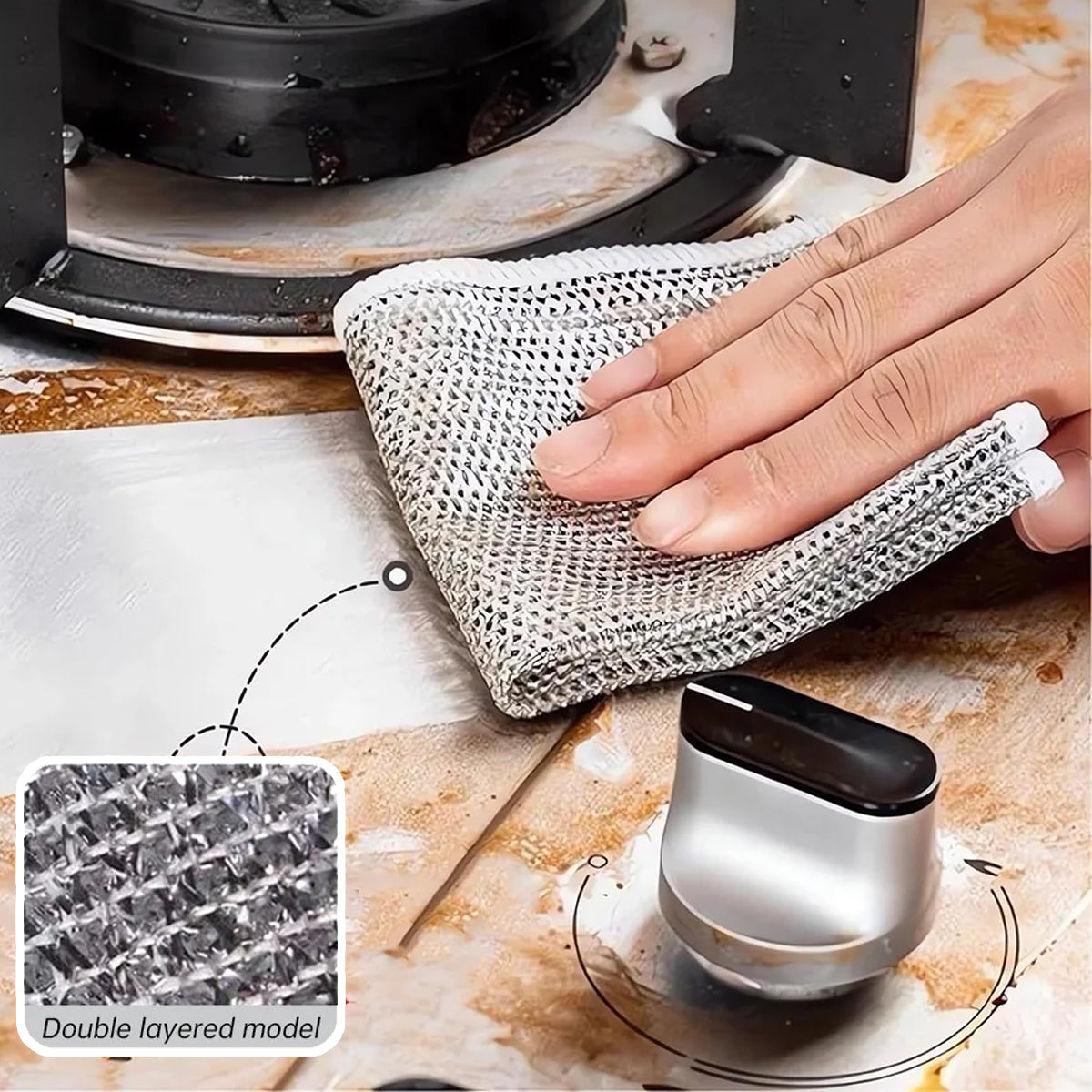 Double Layer Metal Fiber Kitchen Dishcloth Set of 10