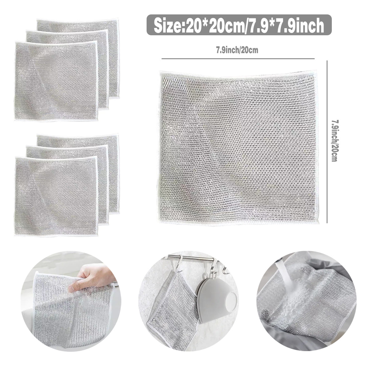 Double Layer Metal Fiber Kitchen Dishcloth Set of 10