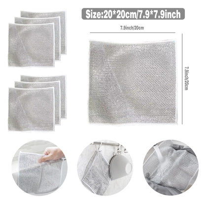Double Layer Metal Fiber Kitchen Dishcloth Set of 10