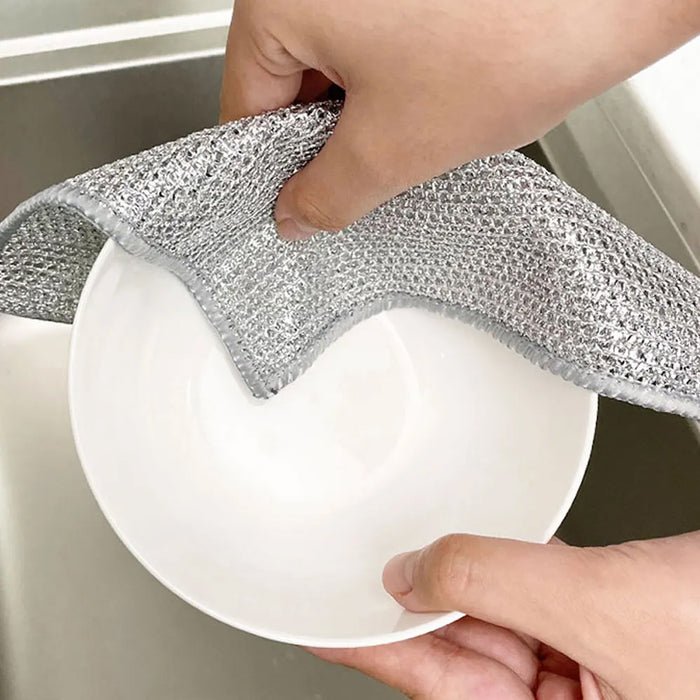 10 Pcs Metal Fibre Dishcloths with Two Layers