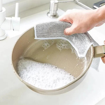 Double Layer Metal Fiber Kitchen Dishcloth Set of 10