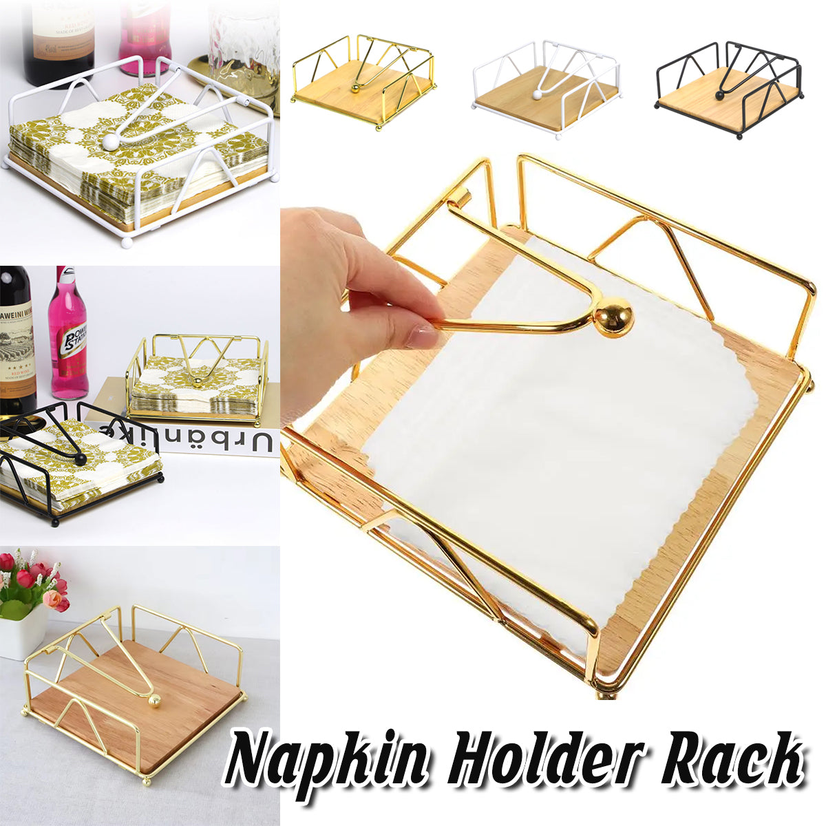 Steel Napkin Holder Serviette Rack Organiser Kitchen Serving Bar 3 Colours New