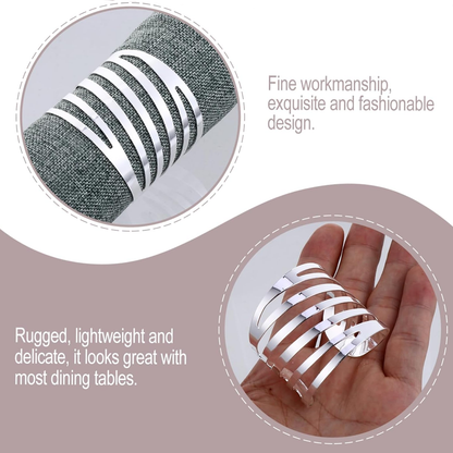 10PCS Hollow Rose Napkin Rings Metal Floral Wedding Table Decor Holder Set