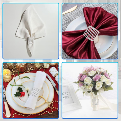 10PCS Hollow Rose Napkin Rings Metal Floral Wedding Table Decor Holder Set