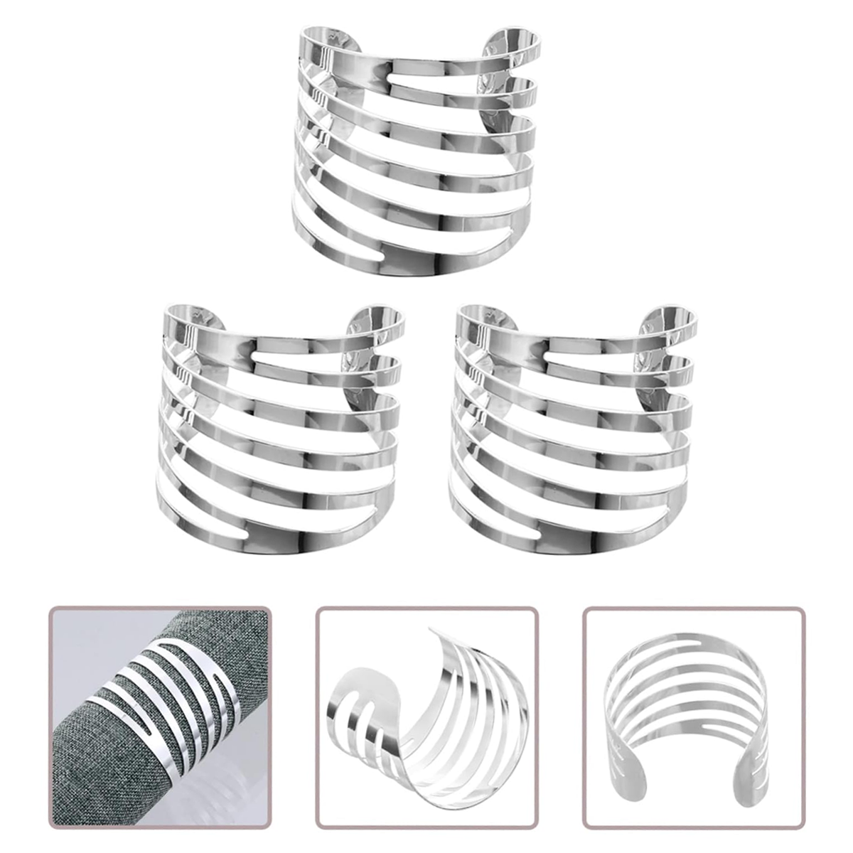 10PCS Hollow Rose Napkin Rings Metal Floral Wedding Table Decor Holder Set