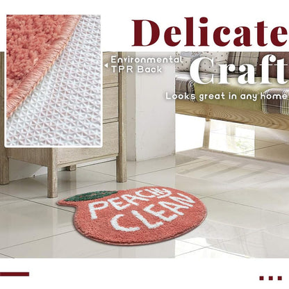 Peach Shaped Flocking Bathroom Mat Anti Slip Floor Rug