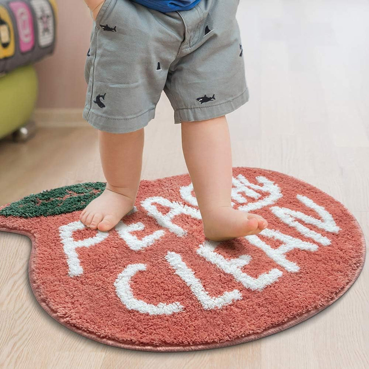 Peach Shaped Flocking Bathroom Mat Anti Slip Floor Rug