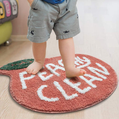 Peach Shaped Flocking Bathroom Mat Anti Slip Floor Rug