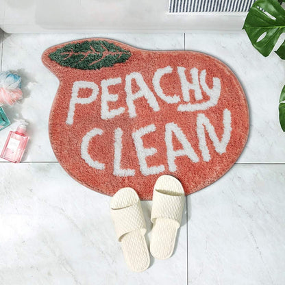 Peach Shaped Flocking Bathroom Mat Anti Slip Floor Rug