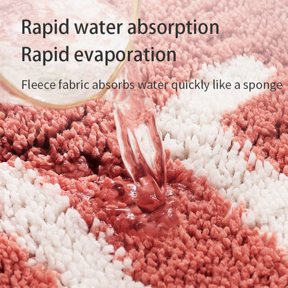 Peach Shaped Flocking Bathroom Mat Anti Slip Floor Rug