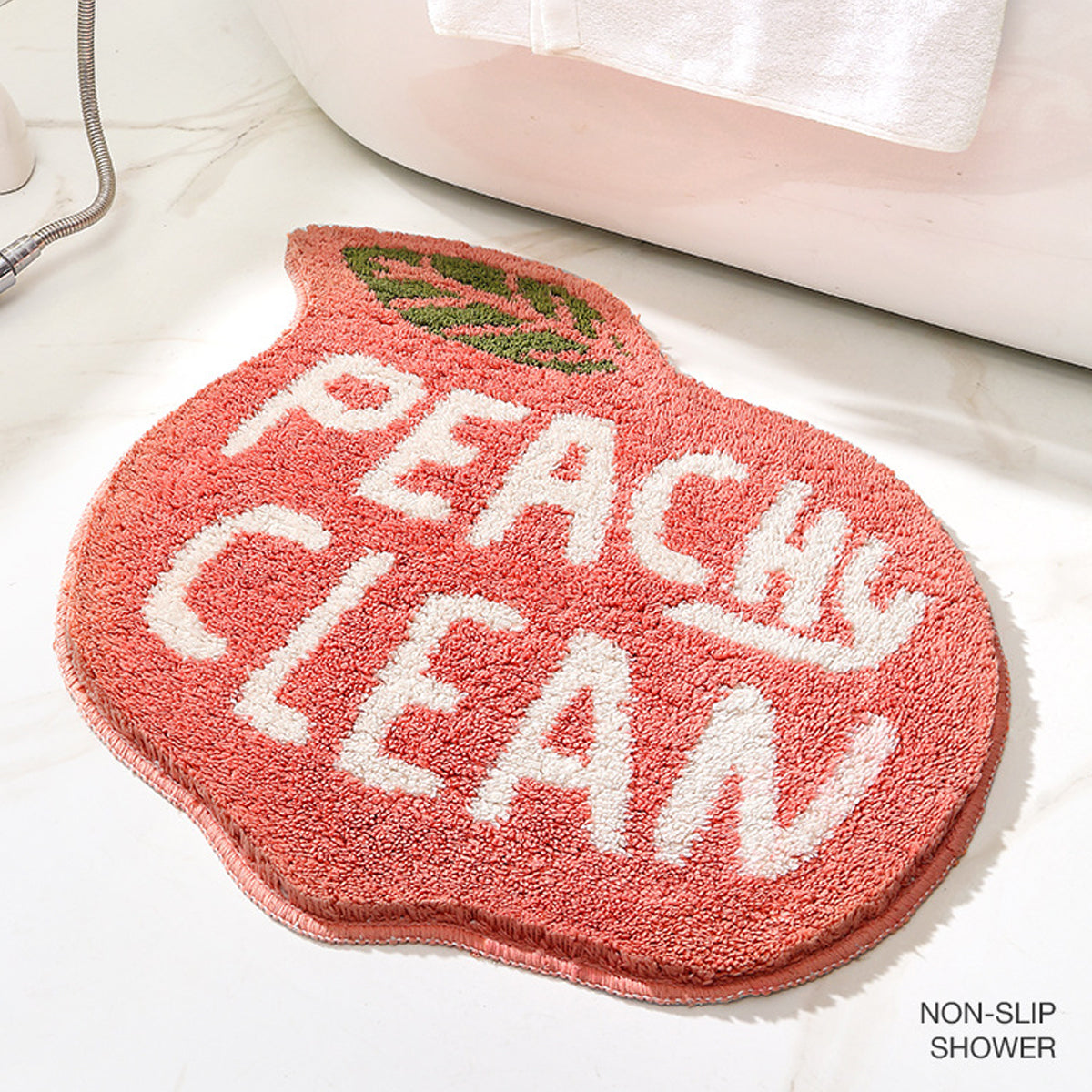 Peach Shaped Flocking Bathroom Mat Anti Slip Floor Rug