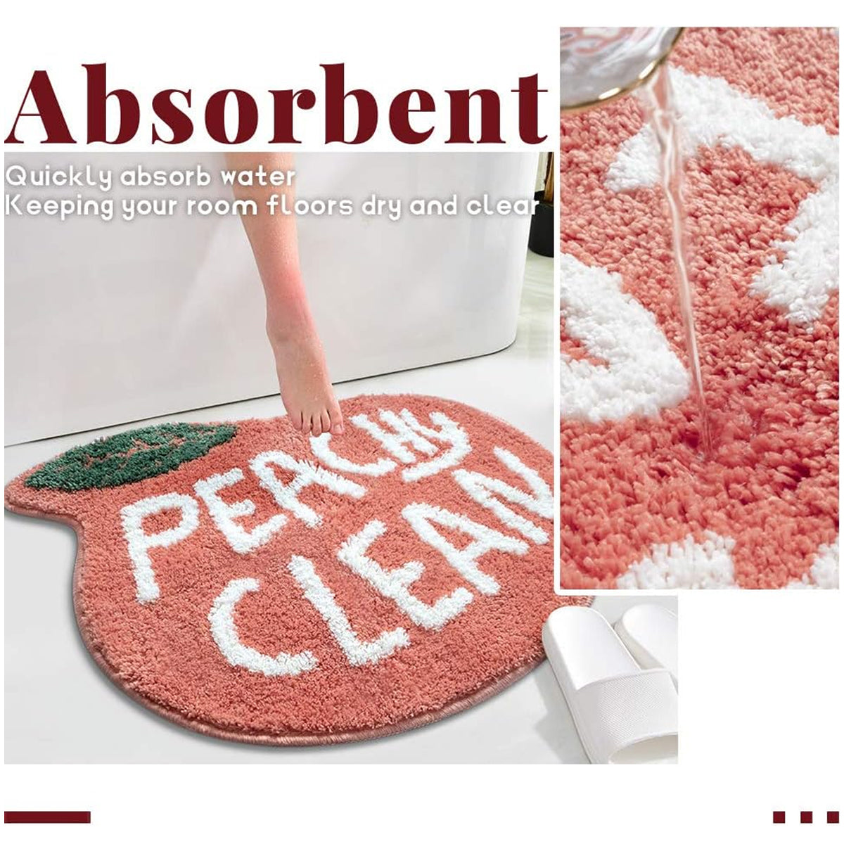 Peach Shaped Flocking Bathroom Mat Anti Slip Floor Rug