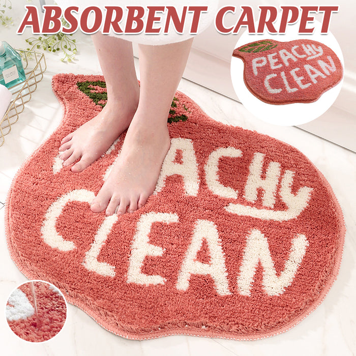 Peach Shaped Flocking Bathroom Mat Anti Slip Floor