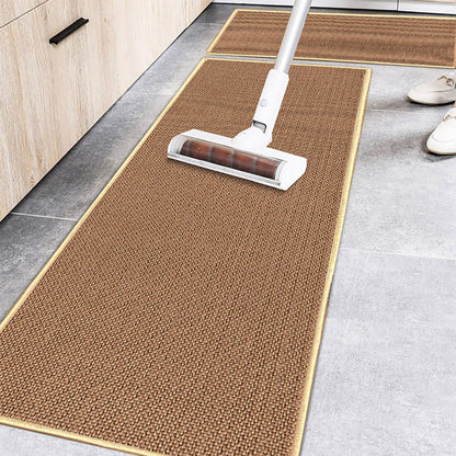 2 Pcs Absorbent Kitchen Floor Mat Non-Slip Linen Rug Set