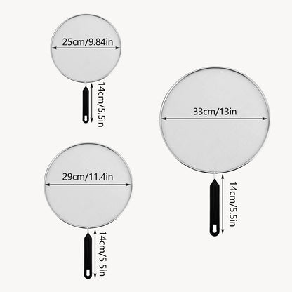 Splatter Screen 3 PCS Stainless Steel Mesh Guard for Frying Pan Oil Shield