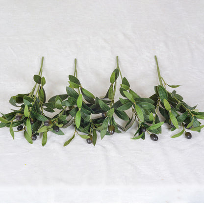 5PCS Artificial Olive Branch Greenery Fake Olive Leave with Fruit for Home Decor