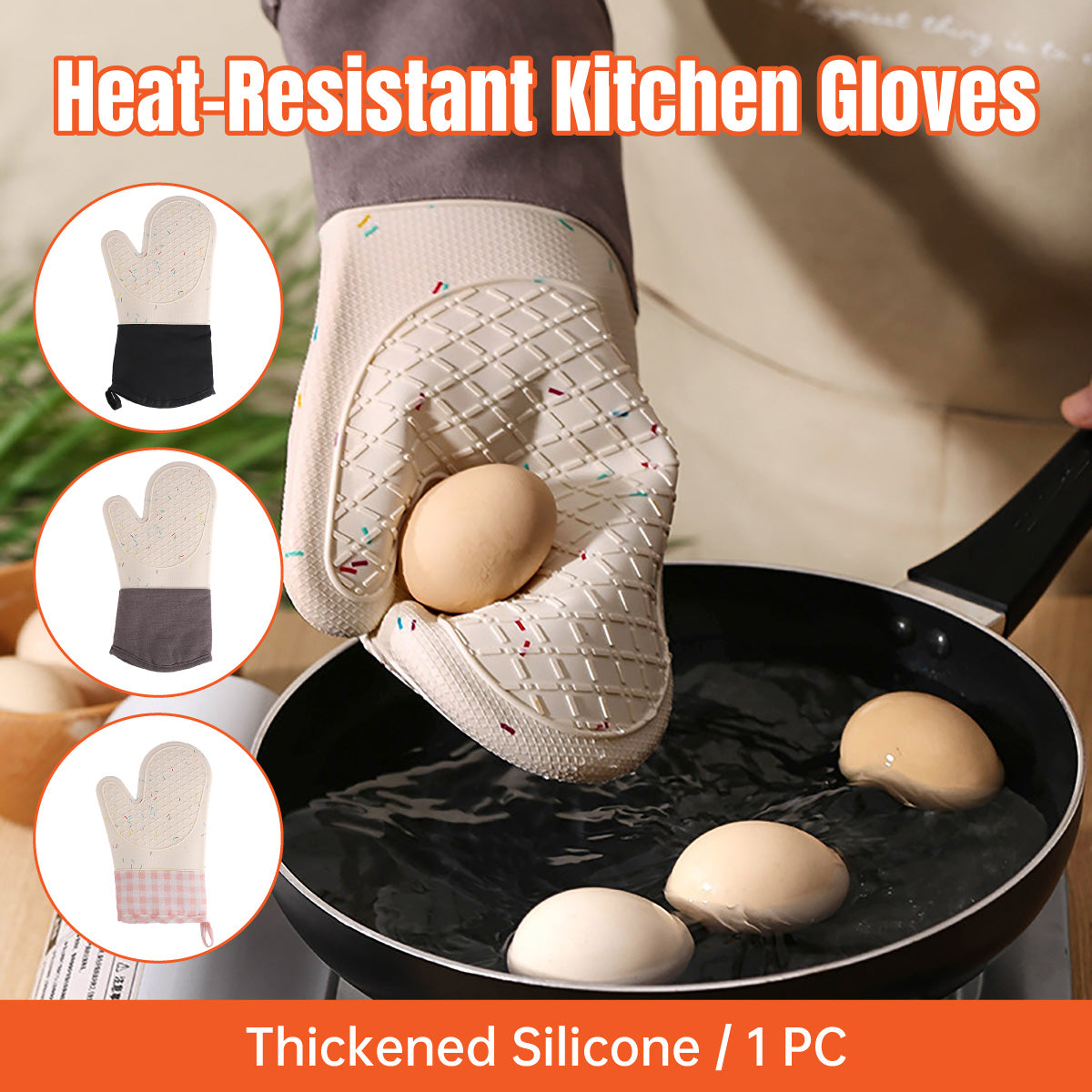 Silicone Oven Mitts Long Heat Resistant Anti-Hot Microwave Insulation Gloves
