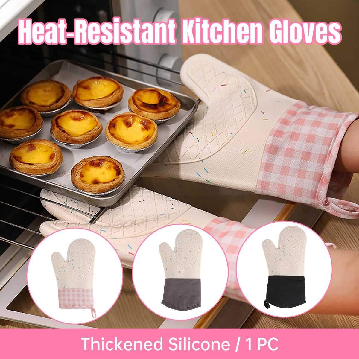 Silicone Oven Mitts Long Heat Resistant Anti-Hot Microwave Insulation Gloves