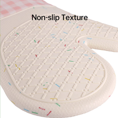 Silicone Oven Mitts Long Heat Resistant Anti-Hot Microwave Insulation Gloves