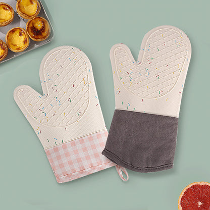 Silicone Oven Mitts Long Heat Resistant Anti-Hot Microwave Insulation Gloves