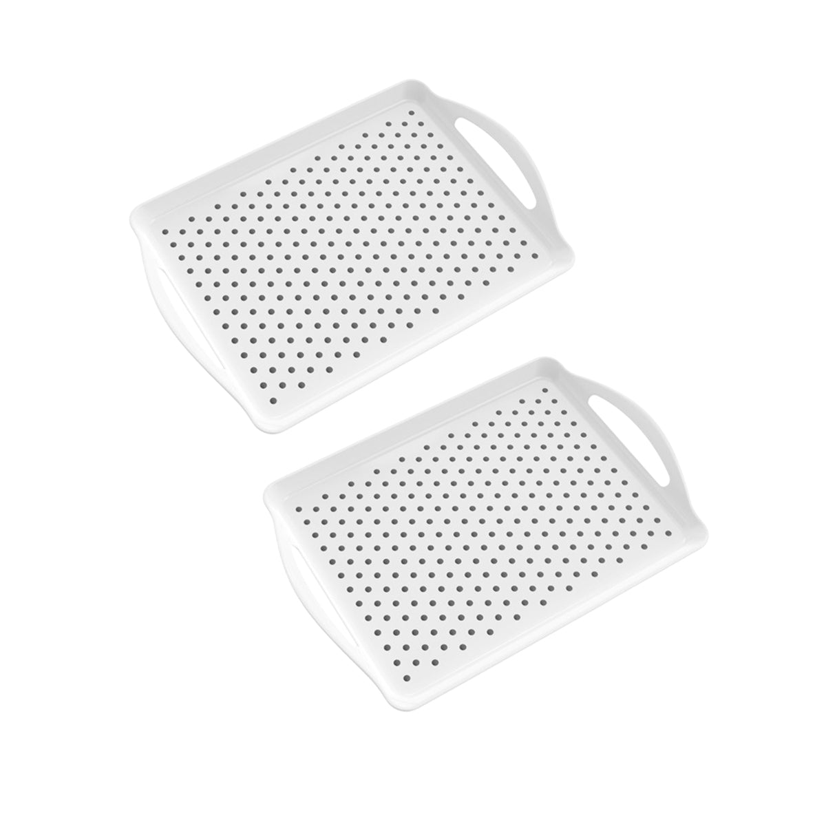 2PCS Rectangular Serving Tray Double Handle Non Slip TPR Kitchen Display Plate
