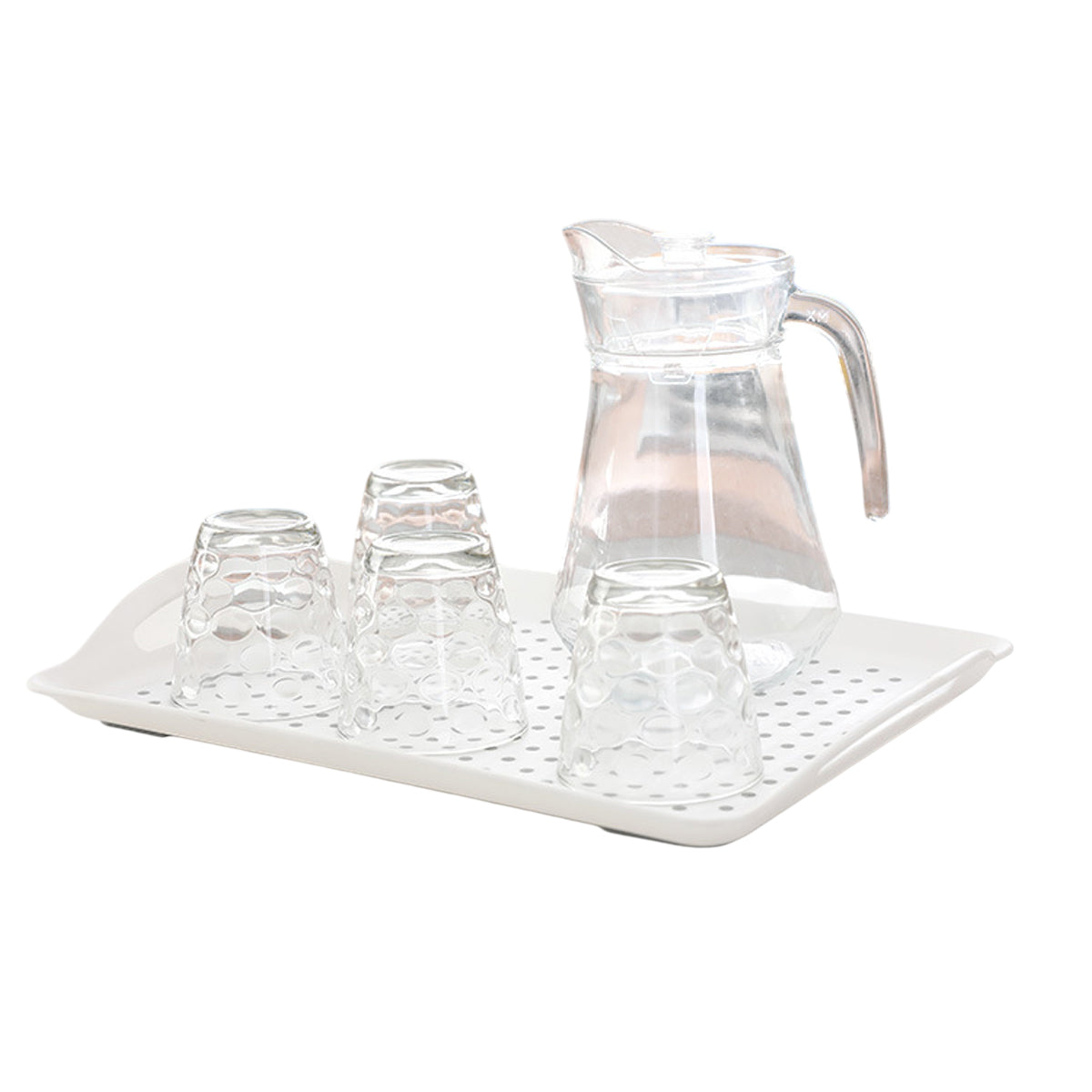 2PCS Rectangular Serving Tray Double Handle Non Slip TPR Kitchen Display Plate