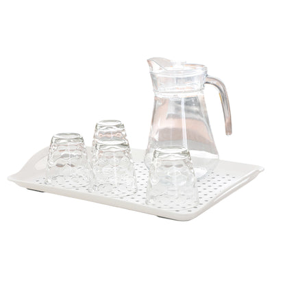 2PCS Rectangular Serving Tray Double Handle Non Slip TPR Kitchen Display Plate