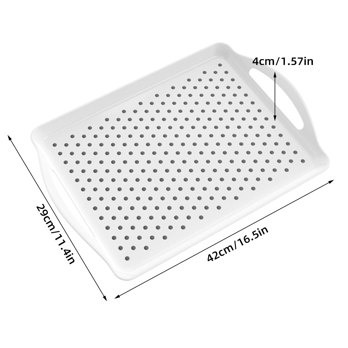 2PCS Rectangular Serving Tray Double Handle Non Slip TPR Kitchen Display Plate
