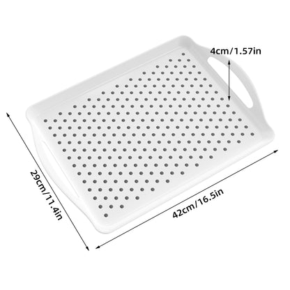 2PCS Rectangular Serving Tray Double Handle Non Slip TPR Kitchen Display Plate