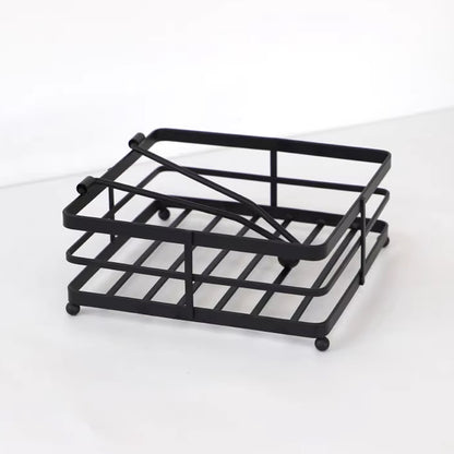 2Pcs Black Wrought Iron Napkin Holder Square Tissue Rack
