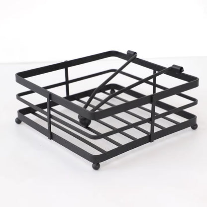 2Pcs Black Wrought Iron Napkin Holder Square Tissue Rack
