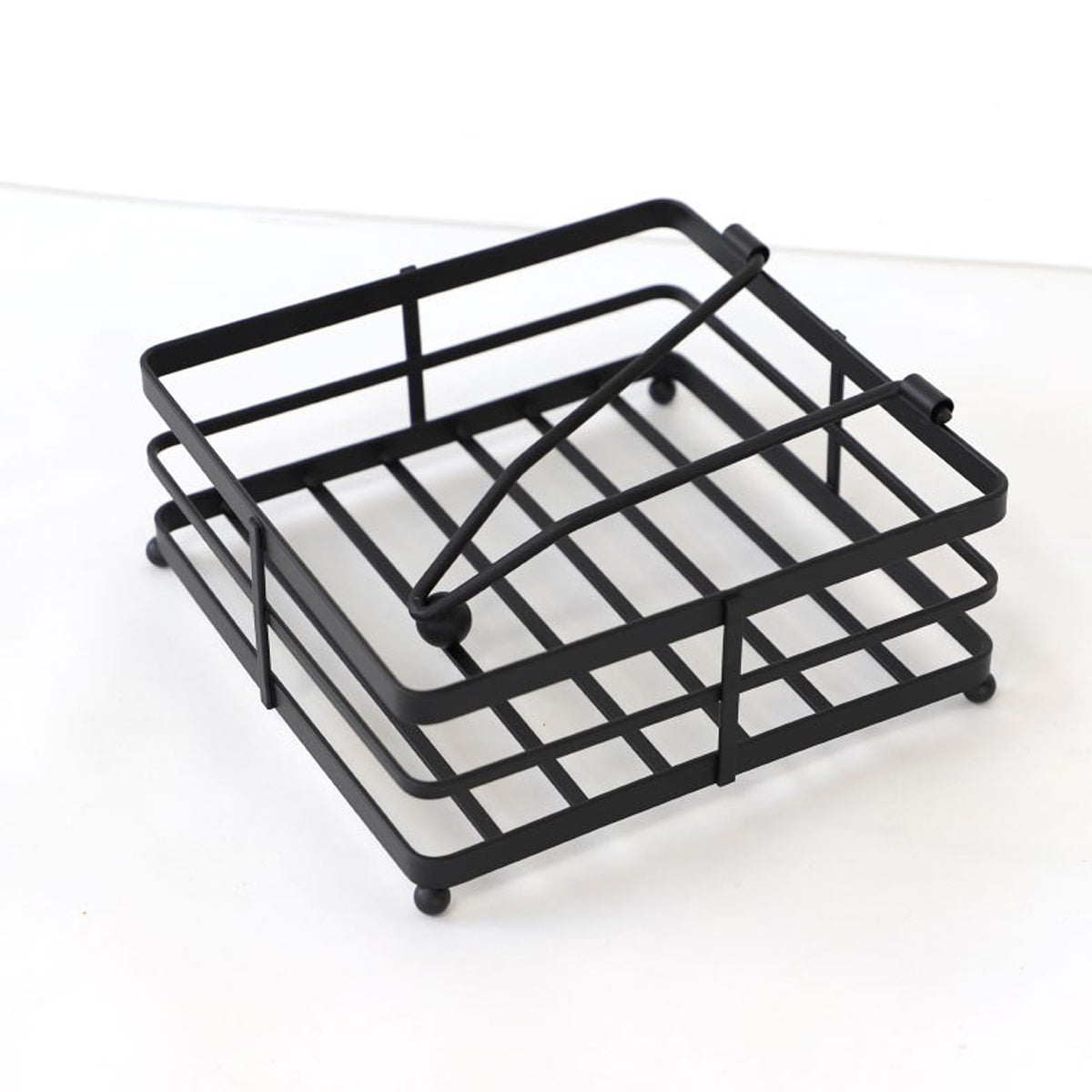 2Pcs Black Wrought Iron Napkin Holder Square Tissue Rack