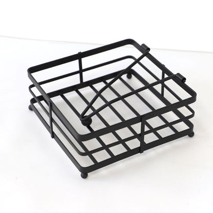 2Pcs Black Wrought Iron Napkin Holder Square Tissue Rack