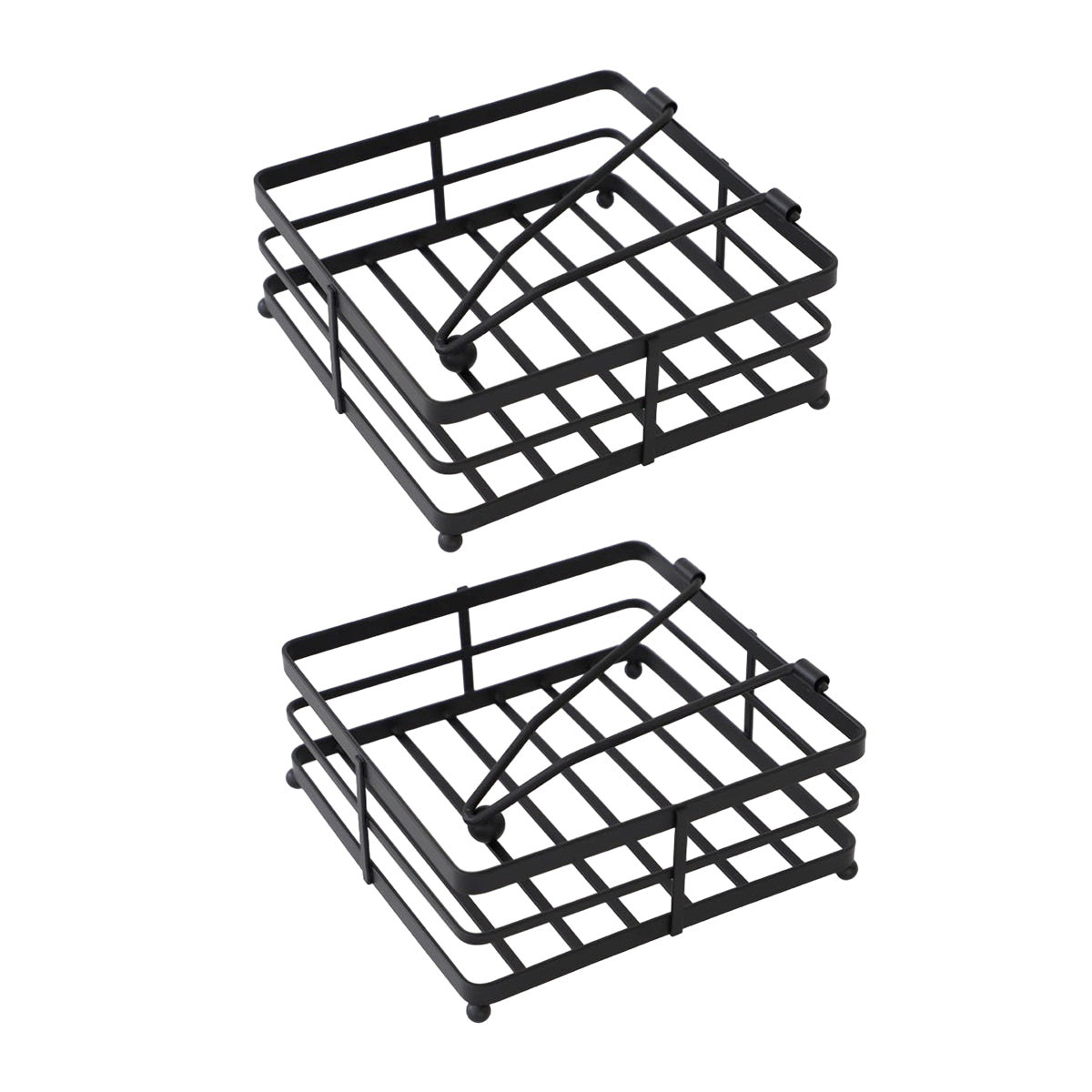 2Pcs Black Wrought Iron Napkin Holder Square Tissue Rack