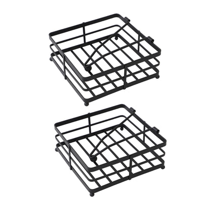 2Pcs Black Wrought Iron Napkin Holder Square Tissue Rack