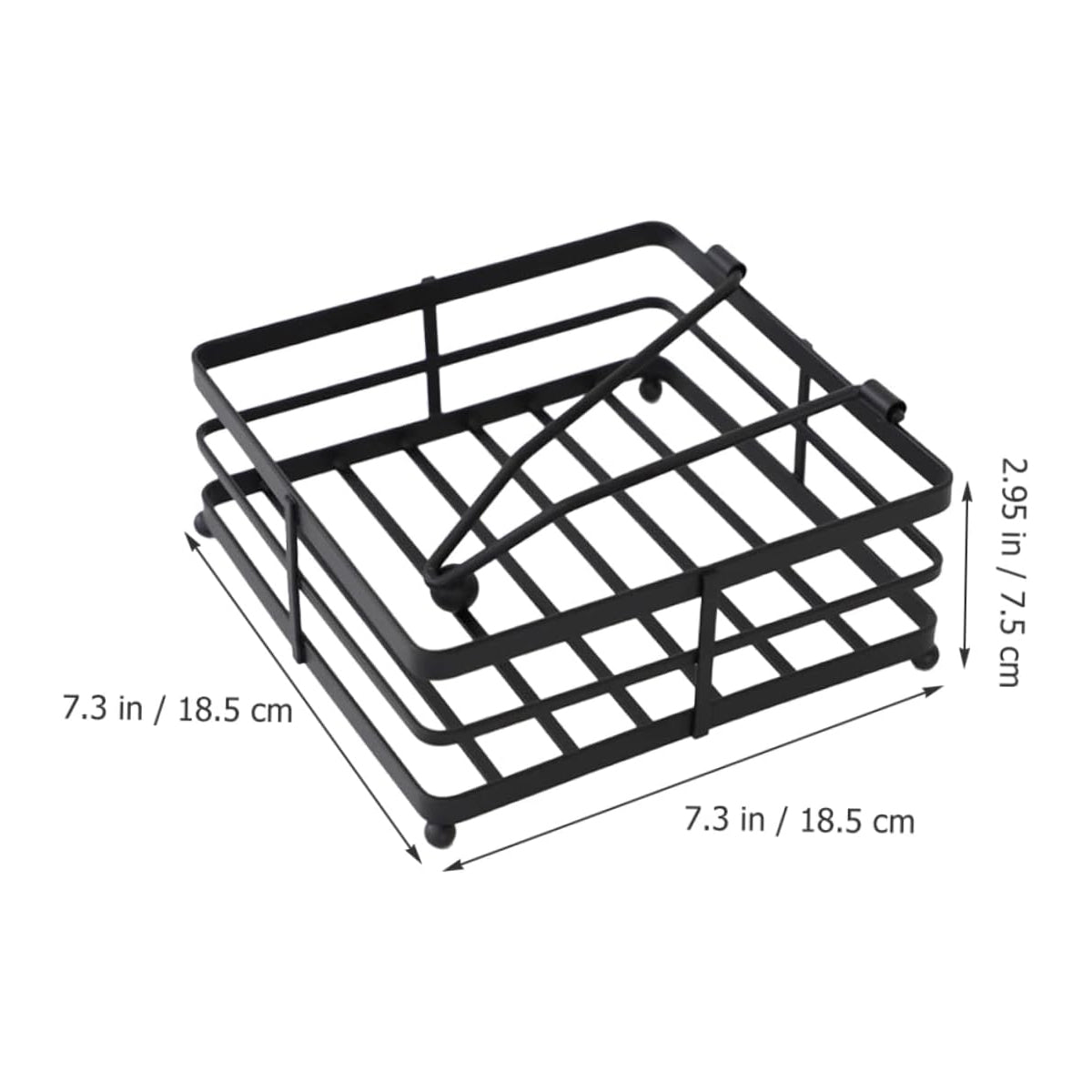 2Pcs Black Wrought Iron Napkin Holder Square Tissue Rack