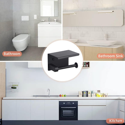 Black Stainless Steel Toilet Paper Holder Bathroom Storage Hooks Washroom AU