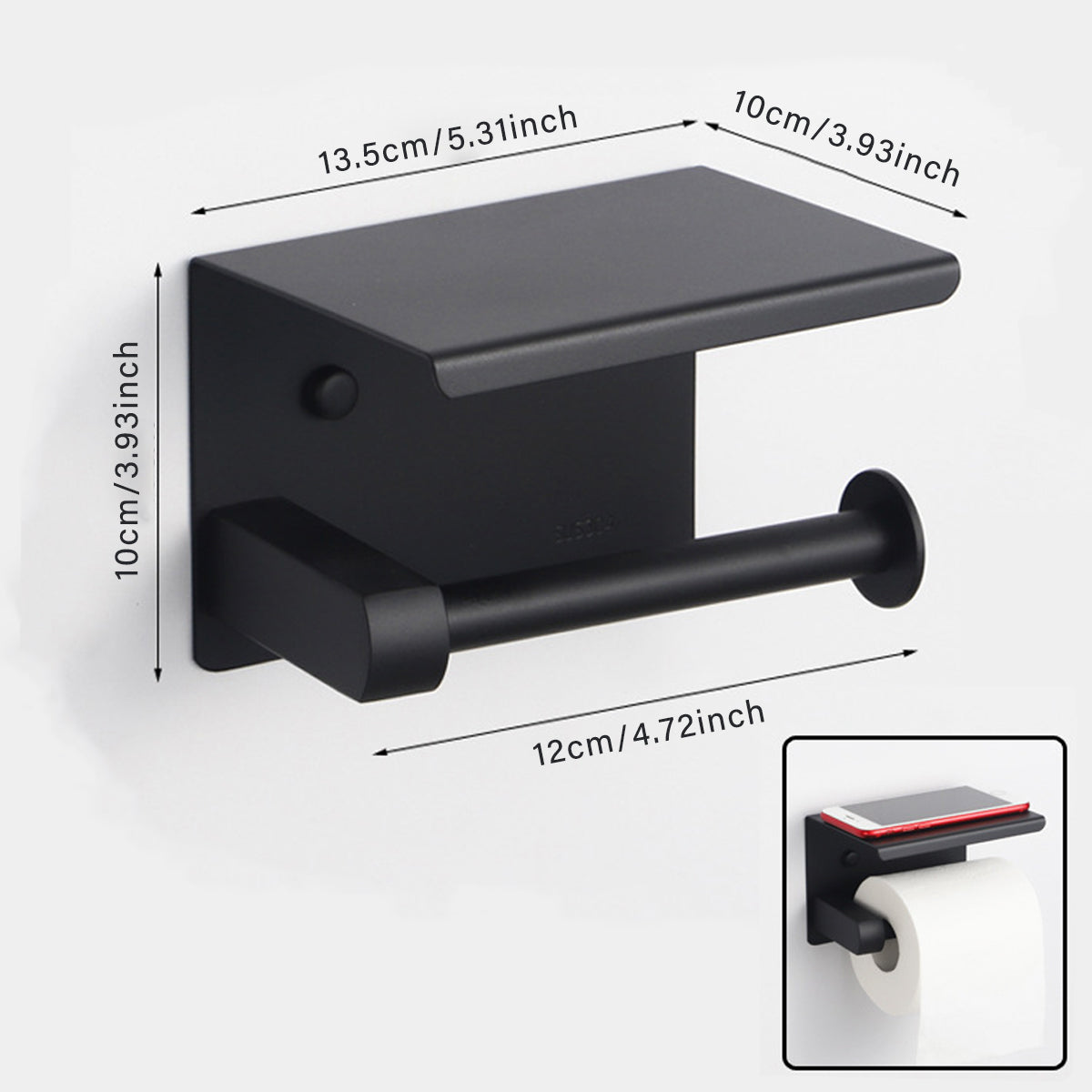 Black Stainless Steel Toilet Paper Holder Bathroom Storage Hooks Washroom AU