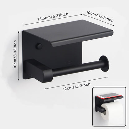 Black Stainless Steel Toilet Paper Holder Bathroom Storage Hooks Washroom AU
