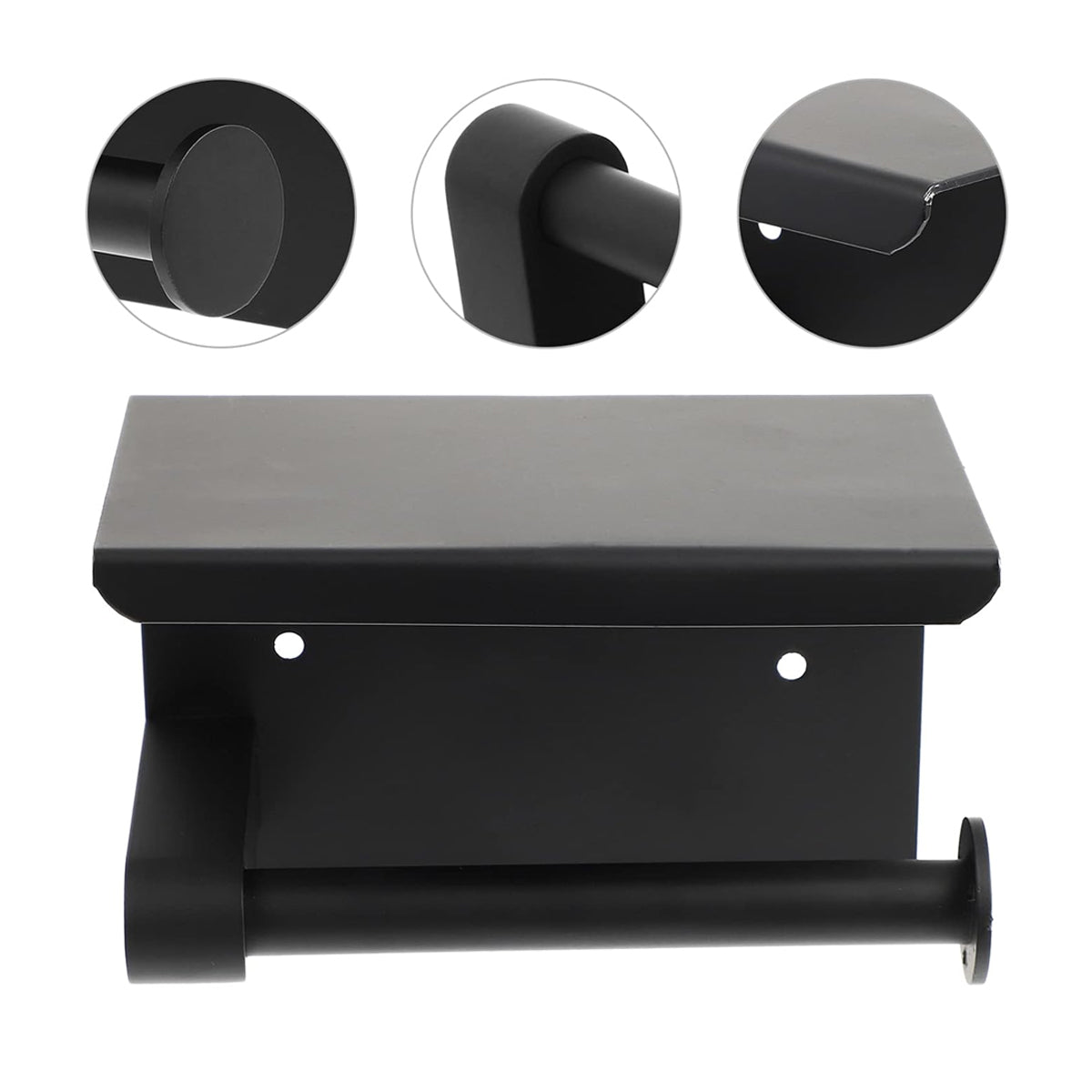 Black Stainless Steel Toilet Paper Holder Bathroom Storage Hooks Washroom AU