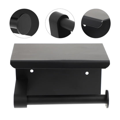 Black Stainless Steel Toilet Paper Holder Bathroom Storage Hooks Washroom AU