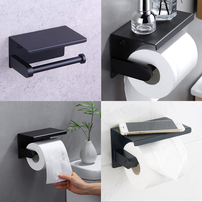 Black Stainless Steel Toilet Paper Holder Bathroom Storage Hooks Washroom AU