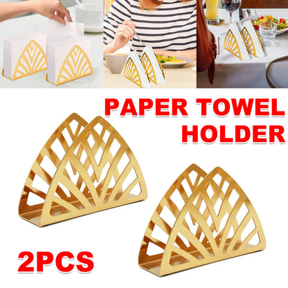 2 Pcs Nordic Hollow Stainless Steel Napkin Holder Gold