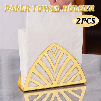 2 Pcs Nordic Hollow Stainless Steel Napkin Holder Gold